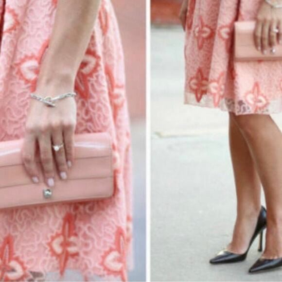 Anthropologie Eva Franco Peach Blossom Belted Dress A-line Embroidered Size 6 - Picture 2 of 13